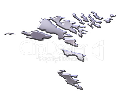 Faroe Islands 3D Silver Map