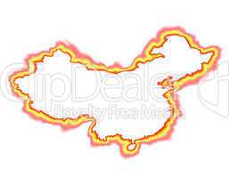 Fiery Outlined Map of China