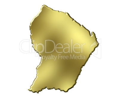 French Guiana 3d Golden Map