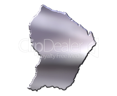 French Guiana 3D Silver Map