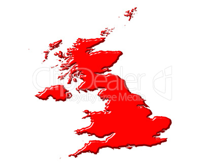 Great Britain 3d map with national color