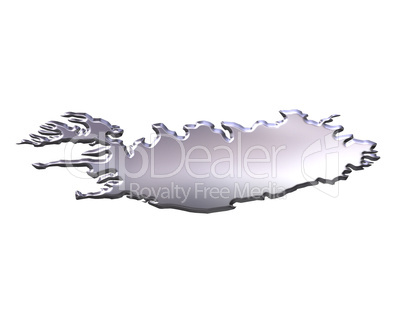 Iceland 3D Silver Map