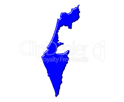 Israel 3d map with national color