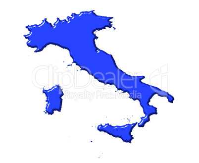 Italy 3d map with national color