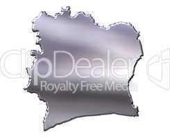 Ivory Coast 3D Silver Map