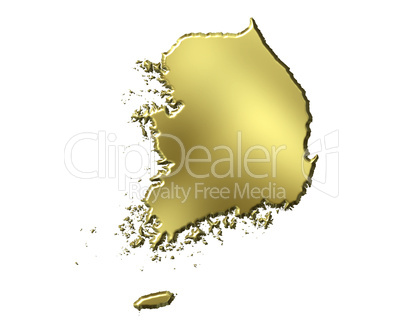 South Korea 3d Golden Map