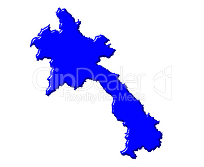 Laos 3d map with national color