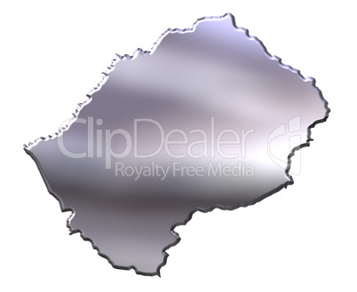 Lesotho 3D Silver Map