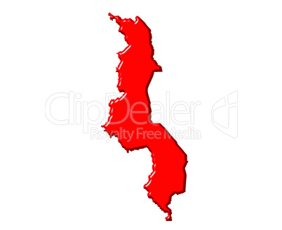 Malawi 3d map with national color