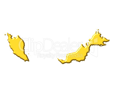 Malaysia 3d map with national color