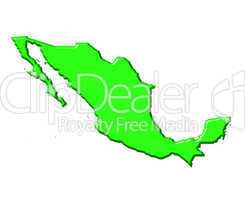 Mexico 3d map with national color