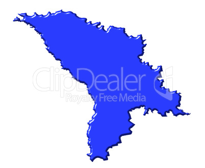 Moldova 3d map with national color