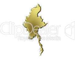 Myanmar 3d Golden Map