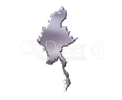 Myanmar 3D Silver Map