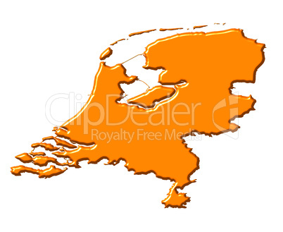 Netherlands 3d map with national color