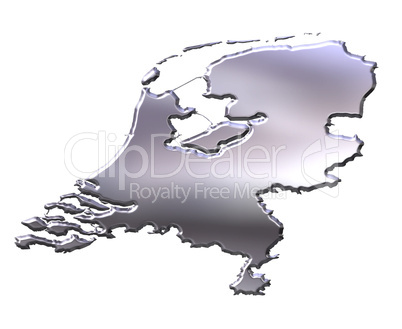 Netherlands 3D Silver Map