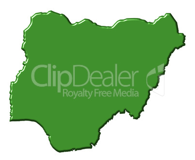 Nigeria 3d map with national color
