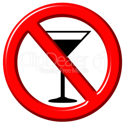 No Alcohol 3D Sign