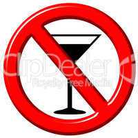 No Alcohol 3D Sign