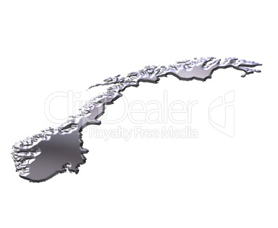 Norway 3D Silver Map