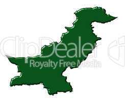 Pakistan 3d map with national color