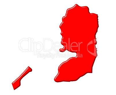 Palestine 3d map with national color