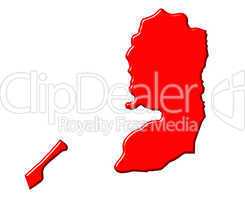 Palestine 3d map with national color