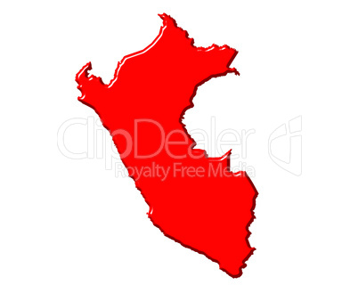 Peru 3d map with national color