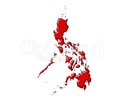 Philippines 3d map with national color