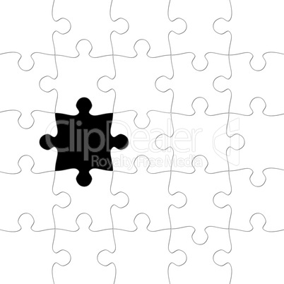 Puzzle with missing piece in black