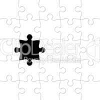 Puzzle with missing piece in black