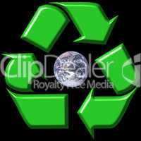 Recycling symbol surrounding earth