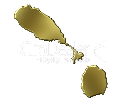 Saint Kitts and Nevis 3d Golden Map