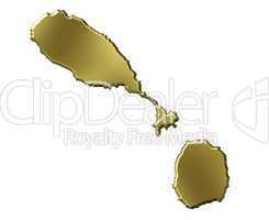 Saint Kitts and Nevis 3d Golden Map
