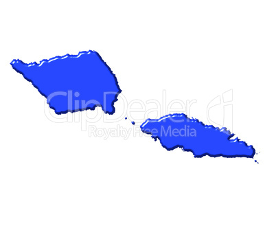 Samoa 3d map with national color