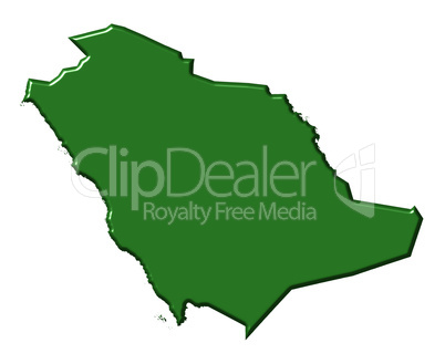Saudi Arabia 3d map with national color