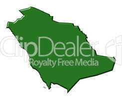 Saudi Arabia 3d map with national color