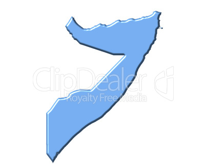 Somalia 3d map with national color