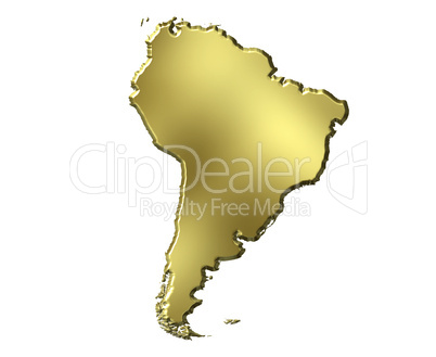 South America 3d Golden Map