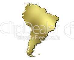 South America 3d Golden Map