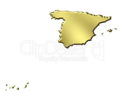 Spain 3d Golden Map