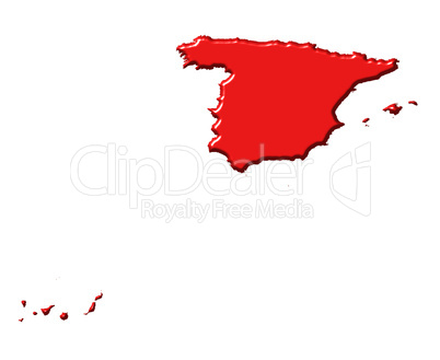 Spain 3d map with national color