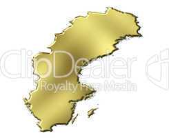 Sweden 3d Golden Map