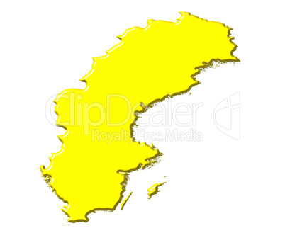 Sweden 3d map with national color