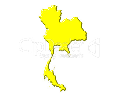 Thailand 3d map with national color