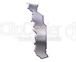 Togo 3D Silver Map