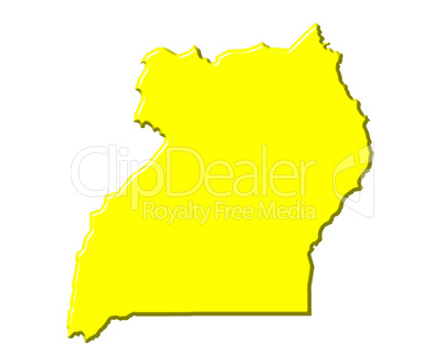 Uganda 3d map with national color