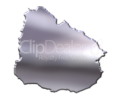 Uruguay 3D Silver Map