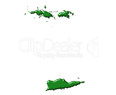 Virgin Islands 3d map with national color