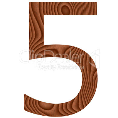 Wooden Number 5 Wooden Number 5
